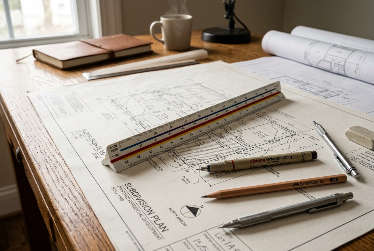 Plan d'architecte et division parcellaire